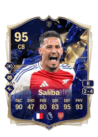 Carte Panini Score William Saliba Green Laser 2/5 - Édition 2023-24 - France / Arsenal