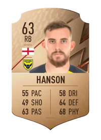 Jamie Hanson Rare 63 OVR
