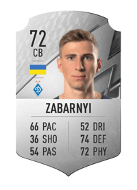 Illia Zabarnyi Rare 72 OVR
