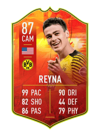 Giovanni Reyna adidas NUMBERS UP 87 OVR