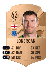 Andy Lonergan Rare 62 OVR