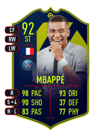 Kylian Mbappé POTM Ligue 1 92 OVR