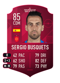 Sergio Busquets World Cup Player 85 OVR