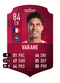 Raphaël Varane World Cup Player 84 OVR