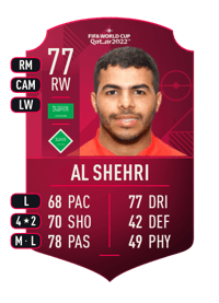 Yahia Al Shehri World Cup Player 77 OVR