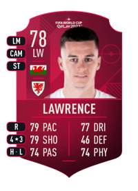 Tom Lawrence World Cup Player 78 OVR