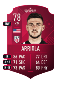 Paul Arriola World Cup Player 78 OVR