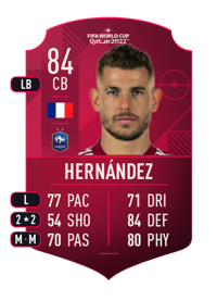 Lucas Hernández World Cup Player 84 OVR