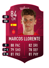Marcos Llorente World Cup Player 84 OVR