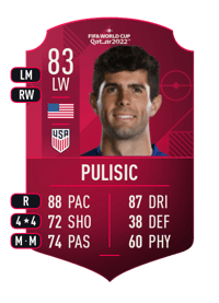 Christian Pulisic World Cup Player 83 OVR
