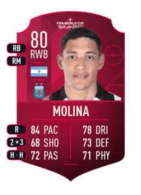 Nahuel Molina World Cup Player 80 OVR