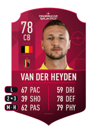Siebe Van der Heyden World Cup Player 78 OVR