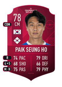 Paik Seung Ho World Cup Player 78 OVR