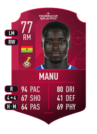 Braydon Manu World Cup Player 77 OVR