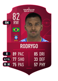 Rodrygo World Cup Player 82 OVR
