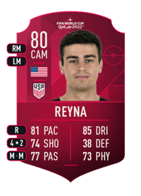 Giovanni Reyna World Cup Player 80 OVR