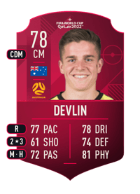 Cameron Devlin World Cup Player 78 OVR