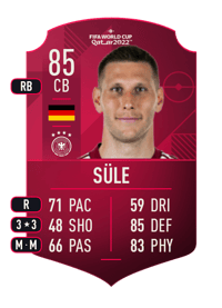Niklas Süle World Cup Player 85 OVR