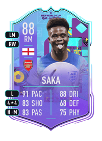 Bukayo Saka World Cup Phenoms 88 OVR