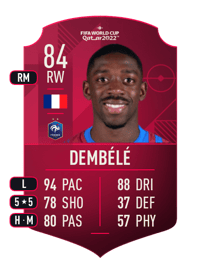 Ousmane Dembélé World Cup Player 84 OVR