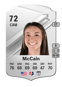 Addie McCain Rare 72 OVR
