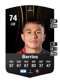 Nahuel Barrios CONMEBOL Libertadores 74 OVR