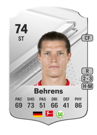 Kevin Behrens Rare 74 OVR