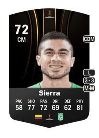 Carlos Sierra CONMEBOL Libertadores 72 OVR
