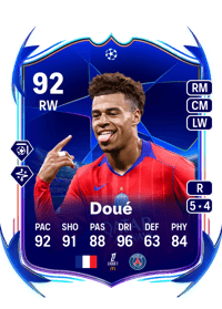 Désiré Doué UEFA Champions League Road to the Final 92 OVR