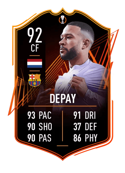 Memphis Depay UEFA Europa League Road to the Final 92 OVR