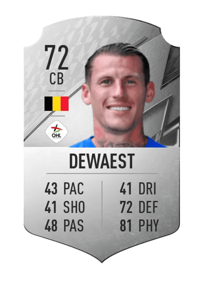 Sébastien Dewaest Rare 72 OVR