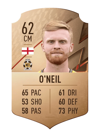 Liam O'Neil Rare 62 OVR