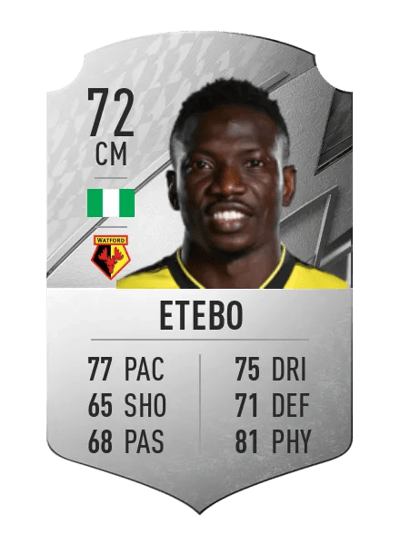 Oghenekaro Etebo Rare 72 OVR