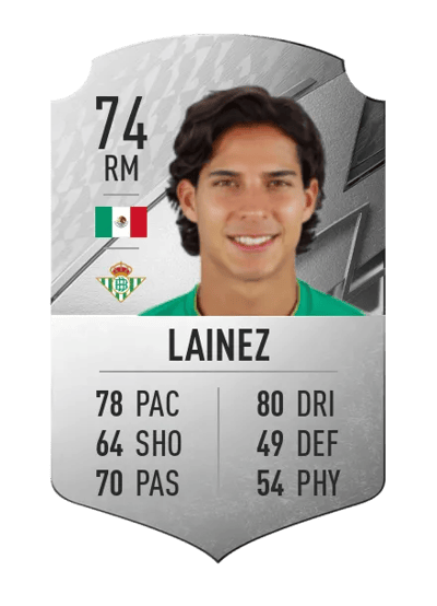 Diego Lainez Rare 74 OVR