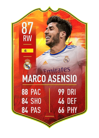 Marco Asensio adidas NUMBERS UP 87 OVR