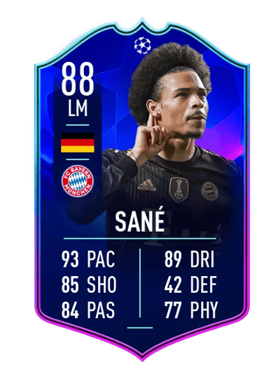 Leroy Sané UEFA CHAMPIONS LEAGUE TEAM OF THE TOURNAMENT 88 OVR