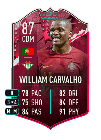 William Carvalho World Cup Showdown Plus 87 OVR