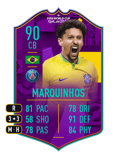 Marquinhos Road to World Cup 90 OVR