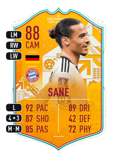 Leroy Sané World Cup Stories 88 OVR