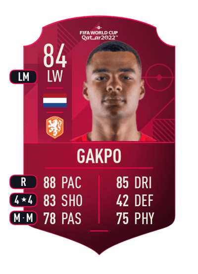 Cody Gakpo World Cup Player 84 OVR