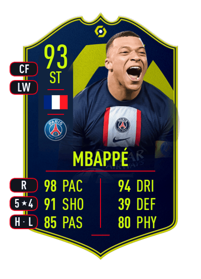 Kylian Mbappé POTM Ligue 1 93 OVR