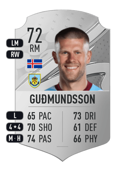 Jóhann Berg Guðmundsson Rare 72 OVR