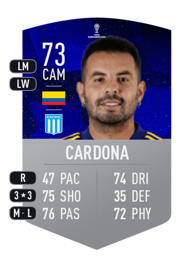 Edwin Cardona CONMEBOL SUDAMERICANA 73 OVR