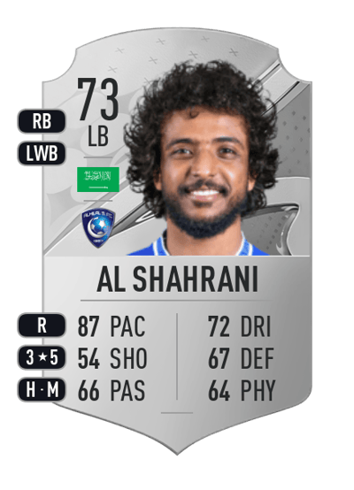 Yasser Al Shahrani Rare 73 OVR