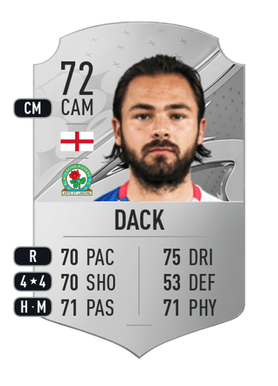 Bradley Dack Rare 72 OVR