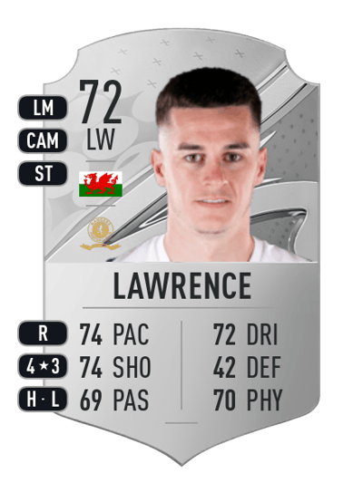 Tom Lawrence Rare 72 OVR