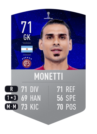 Fernando Monetti CONMEBOL SUDAMERICANA 71 OVR