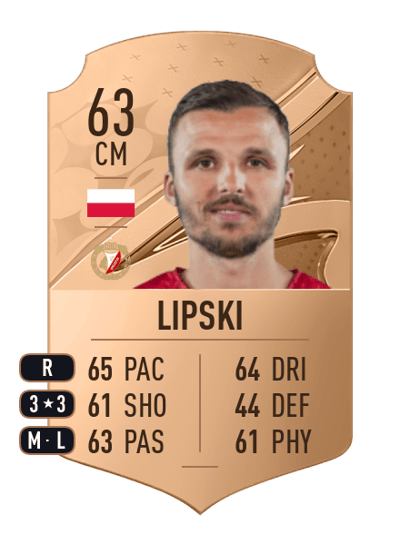 Patryk Lipski Rare 63 OVR