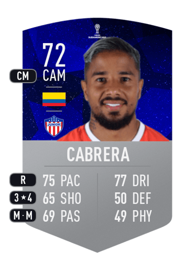 Yesus Cabrera CONMEBOL SUDAMERICANA 72 OVR