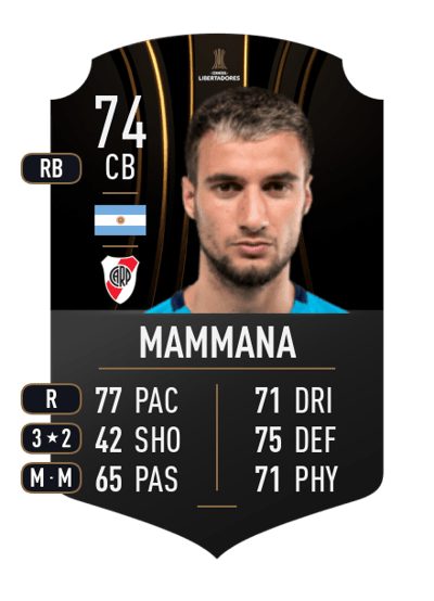 Emanuel Mammana CONMEBOL LIBERTADORES 74 OVR